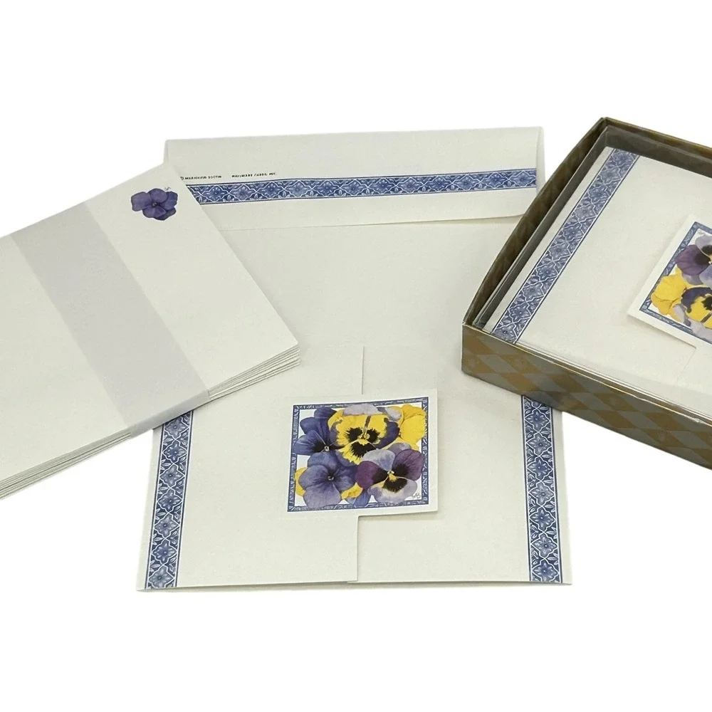 15 Hallmark Blank Nature's Sketchbook Pansies Note Cards & Envelopes Boxes READ